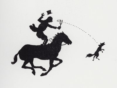 Mann på hest som katapulterer rev (litho) av William Heath Robinson