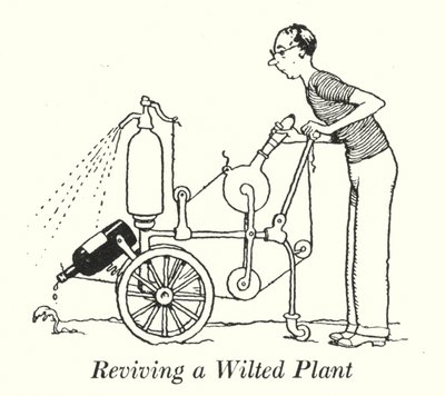 Gjenopplive en visnet plante (litho) av William Heath Robinson