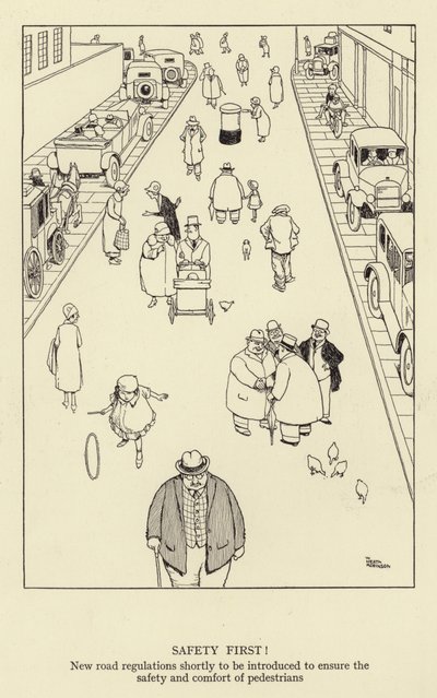 Sikkerhet først! Nye veiregler skal snart innføres for å ivareta sikkerhet og komfort for fotgjengere av William Heath Robinson