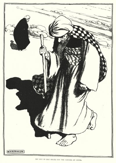 Sett i fart mot hovedstaden i Kina (gravering) av William Heath Robinson