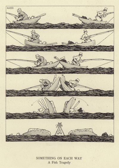 Noe på hver vei, en fisketragedie av William Heath Robinson