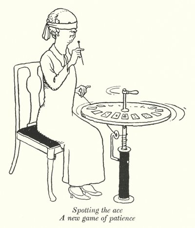 Spotting the ess, et nytt spill med tålmodighet (litho) av William Heath Robinson