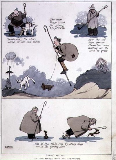 Vårnotater - I mjøden med gjeterne (akvarell) av William Heath Robinson