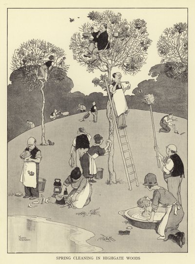 Vårrengjøring i Highgate-skogen av William Heath Robinson