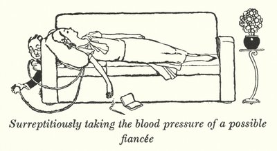 Tar i det skjulte blodtrykket til en mulig forlovede (litho) av William Heath Robinson