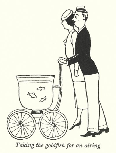 Ta gullfisken til lufting (litho) av William Heath Robinson