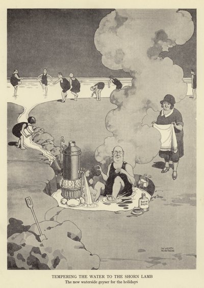 Temperer vannet til det klippede lammet, den nye geysiren ved vannet for høytiden av William Heath Robinson