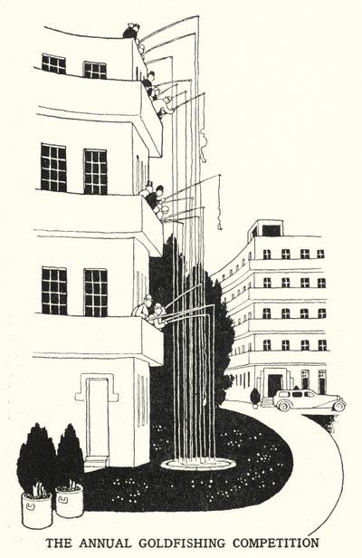 Den årlige gullfiskekonkurransen (litho) av William Heath Robinson