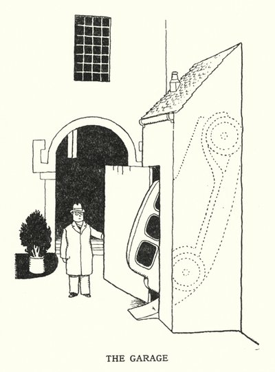 The Garage (litho) av William Heath Robinson