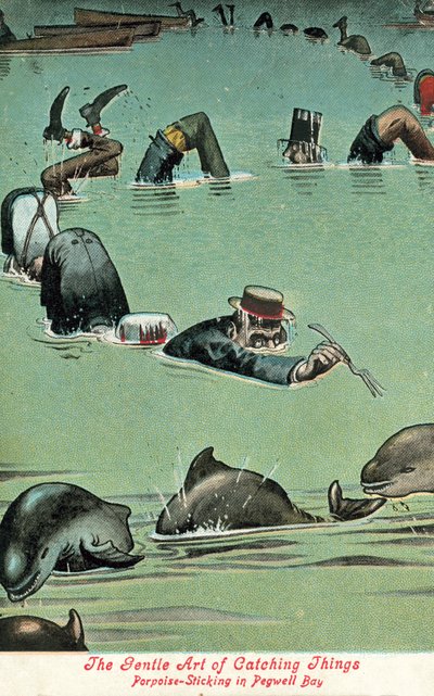 The Gentle Art of Catching Things - Niser som stikker i Pegwell Bay (litho-farge) av William Heath Robinson