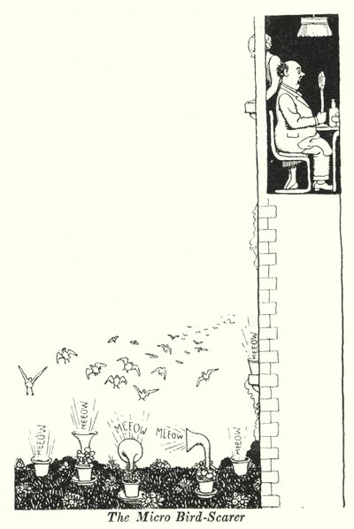 The Micro Bird-scarer (litho) av William Heath Robinson