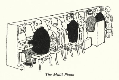 Multi-pianoet (litho) av William Heath Robinson