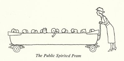 The Public Spirited Pram (litho) av William Heath Robinson