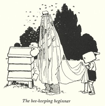 Begynneren på birøkteren (litho) av William Heath Robinson