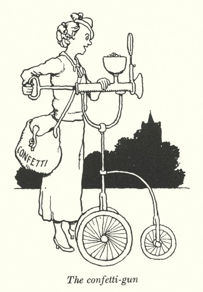 Konfettipistolen (litho) av William Heath Robinson