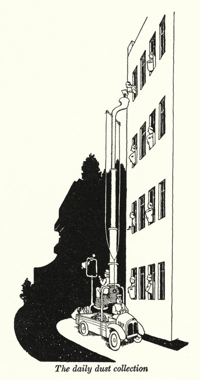 Den daglige støvoppsamlingen (litho) av William Heath Robinson