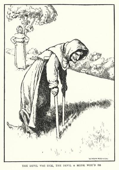 Djevelen var syk, djevelen en munk ville være (litho) av William Heath Robinson