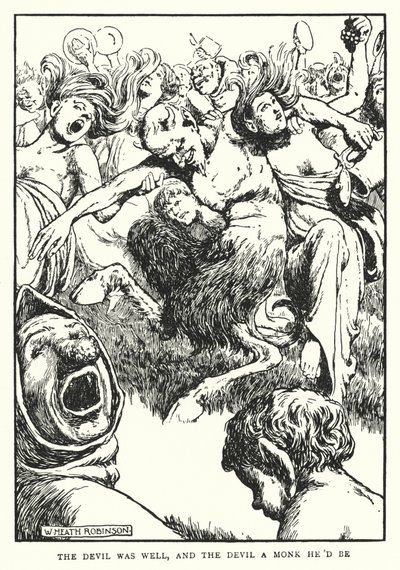 Djevelen hadde det bra, og djevelen en munk han ville være (litho) av William Heath Robinson