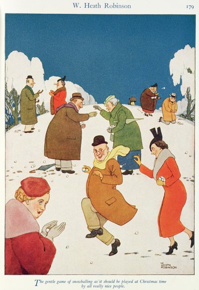 "Den milde kunsten å kjøre snøball slik den burde spilles ved juletider av alle virkelig hyggelige mennesker" av William Heath Robinson