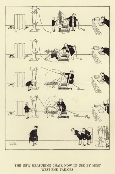 Den nye målestolen er nå i bruk av de fleste skreddere i vestkanten av William Heath Robinson