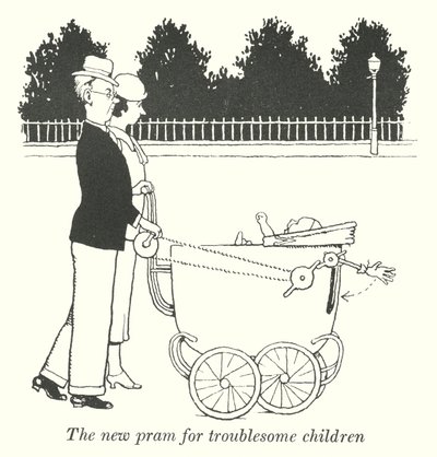 Den nye vognen for plagsomme barn (litho) av William Heath Robinson