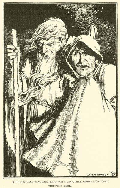 Den gamle kongen satt ikke igjen uten noen annen følgesvenn enn den stakkars dåren av William Heath Robinson