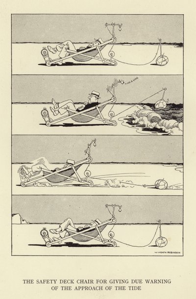 Sikkerhetsdekkstolen for å gi behørig advarsel om tidevannet som nærmer seg av William Heath Robinson