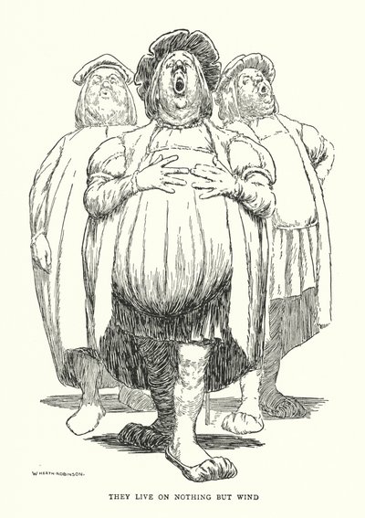 De lever av ingenting annet enn vind (litho) av William Heath Robinson
