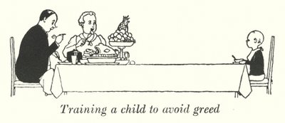 Trene et barn for å unngå grådighet (litho) av William Heath Robinson