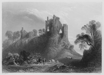 Carrigogunnell Castle, nær Limerick (gravering) av William Henry (after) Bartlett