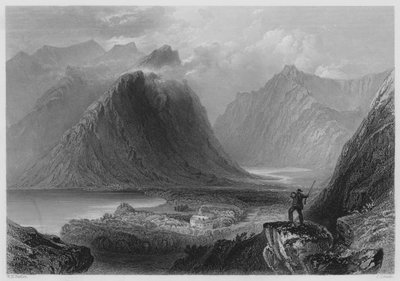 Delphi Lodge, Connemara (gravering) av William Henry (after) Bartlett