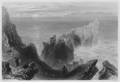 Kenbane Castle, County Antrim (gravering) av William Henry (after) Bartlett