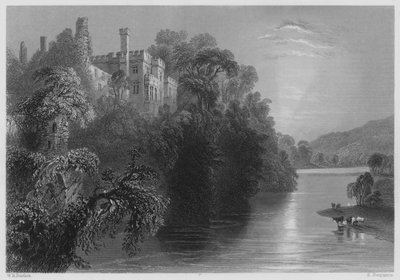 Lismore Castle, County Waterford (gravering) av William Henry (after) Bartlett