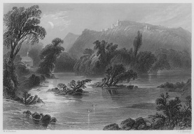 The Meeting of the Waters, Vale of Ovoca (gravering) av William Henry (after) Bartlett