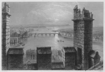 Shannon, fra Tower of Limerick Cathedral (gravering) av William Henry (after) Bartlett