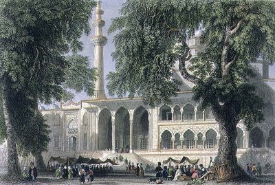 Yeni Djami, eller moskeen til Sultana Valide, Istanbul, gravert av J.C. Varrall, ca. 1850 (akvatint) av William Henry (after) Bartlett