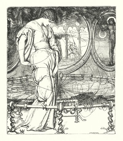 The Lady of Shalott (gravering) av William Henry (after) Hunt