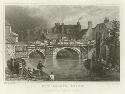 Bow Bridge, Essex av William Henry Bartlett
