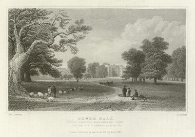 Bower Hall, Steeple Bumpstead, nær Haverhill, Essex, setet til Elly Anderson Stephens, Esquire av William Henry Bartlett