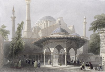 Court and Fountain of St. Sophia, Istanbul, gravert av J. Redaway, ca. 1850 (akvatint) av William Henry Bartlett