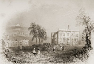 Dangan Castle, County Meath, Irland, fra "Scenery and Antiquities of Ireland" av George Virtue, 1860-tallet av William Henry Bartlett