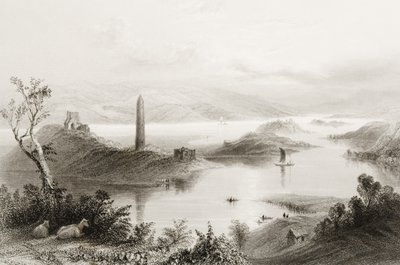 Devenish Island, County Fermanagh, Irland, fra "Scenery and Antiquities of Ireland" av George Virtue, 1860-tallet av William Henry Bartlett