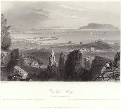 Dublin Bay fra Kingstown Quarries av William Henry Bartlett