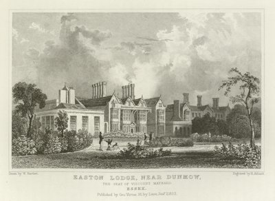 Easton Lodge, nær Great Dunmow, setet til Viscount Maynard, Essex av William Henry Bartlett