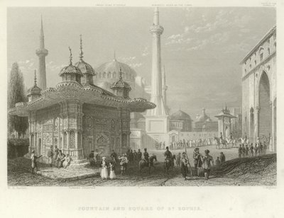 Fontenen og plassen til St Sophia, Konstantinopel av William Henry Bartlett