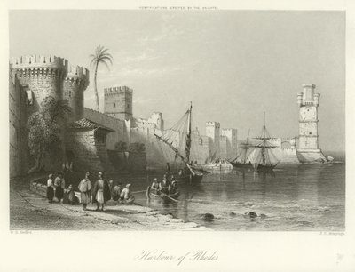 Rhodos havn av William Henry Bartlett