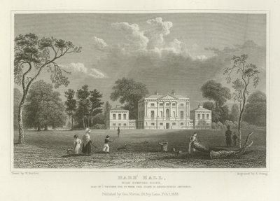 Hare Hall, nær Romford, Essex, Seat of J Western, Esquire av William Henry Bartlett