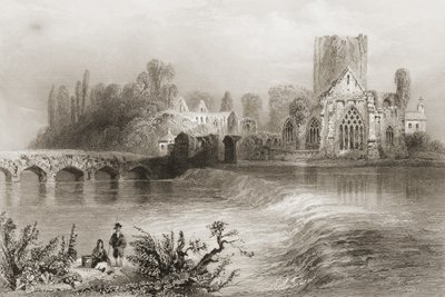Holycross Abbey, County Tipperary, Irland, fra "Scenery and Antiquities of Ireland" av George Virtue, 1860-tallet av William Henry Bartlett
