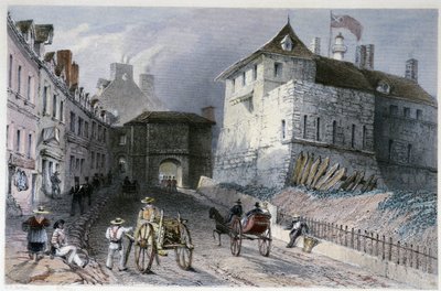La porte "" Priscott Gate"" i Quebec City, Canada - i "" Canadian Scenery illustrert" av William Henry Bartlett, red. George Virtue av William Henry Bartlett