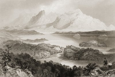 Lake Garromin, Connemara, County Galway, fra "Scenery and Antiquities of Ireland" av George Virtue, 1860-tallet av William Henry Bartlett